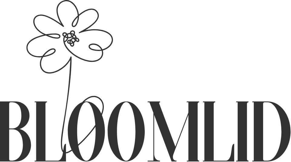 Logo of BLOOMILID with a stylized flower on a white background